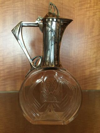 Vintage Art Nouveau Wmf Etched Glass And Peter Decanter