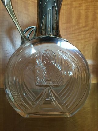 Vintage Art Nouveau Wmf etched glass and peter decanter 2