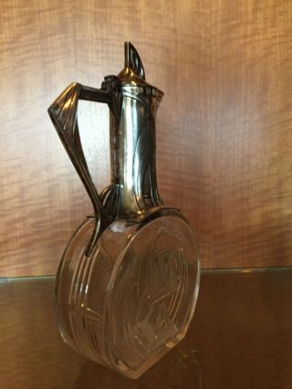 Vintage Art Nouveau Wmf etched glass and peter decanter 3