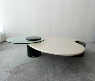 Large Post - Modern Articulating 3 Tier Black and White Coffee Table by Rougier 2