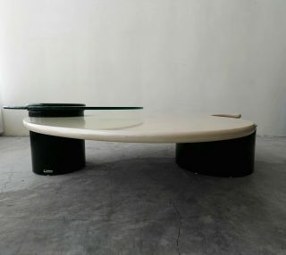 Large Post - Modern Articulating 3 Tier Black and White Coffee Table by Rougier 4