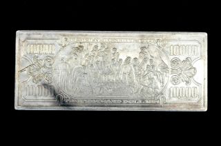 Decorative SilverPlate $10000 Money Note Paperweight Office Metalware 2