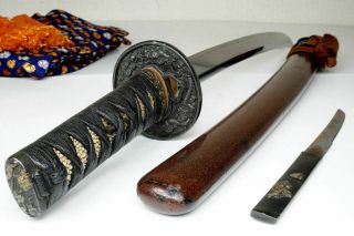 Authentic Japanese Wakizashi Sword Antique Samurai Katana Nihonto,  Grace Shape
