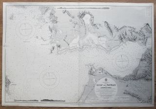 1846 - 5 Greece Gulf Of Patras Vintage Admiralty Chart Map