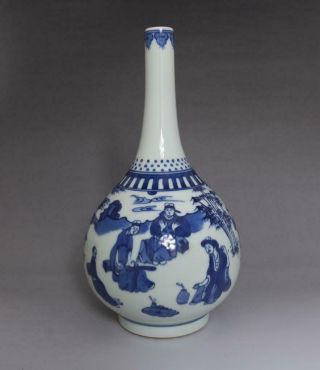 Antique Porcelain Chinese Blue And White Vase Kangxi Marked - Figure