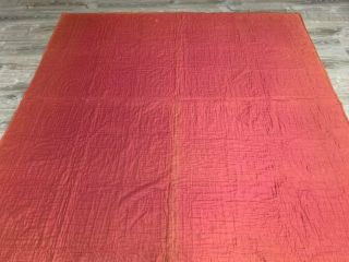 Folk Art c 1900s PA Amish Mennonite Log Cabin QUILT Antique Wools 12