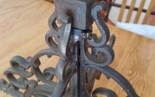 antique 1871 cast iron chandelier four arm center piece oil lamp 4