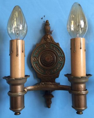 Brass Sconces Vintage Antique Wired Pair Electric Candles 7C 5