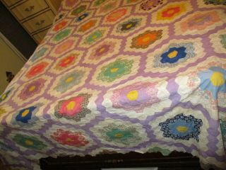 Vintage Handmade Cotton Quilt Top & Backing Fabric - 77 