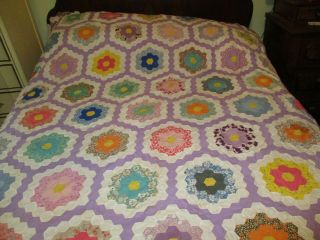 Vintage Handmade Cotton Quilt Top & Backing Fabric - 77 