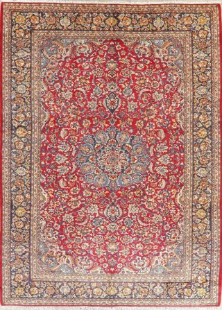 Vintage Traditional Persian Area Rug RED BLUE Oriental Hand - Knotted Wool 10x13 2