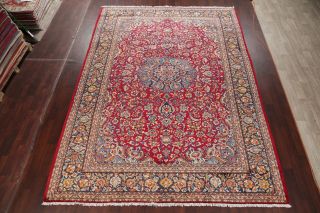 Vintage Traditional Persian Area Rug RED BLUE Oriental Hand - Knotted Wool 10x13 3
