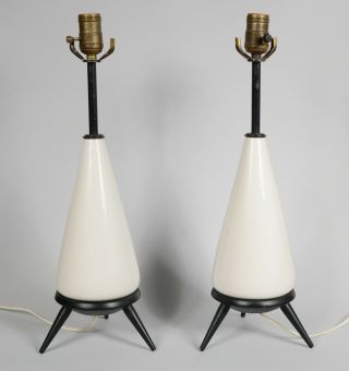 Mid Century Atomic Ceramic Table Lamps Vintage