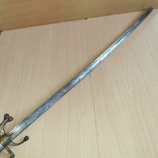 58 Old Rare Antique Islamic Ottoman / Moroccan Silver Sword Nimsha Horn Handle 12