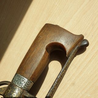 58 Old Rare Antique Islamic Ottoman / Moroccan Silver Sword Nimsha Horn Handle 7