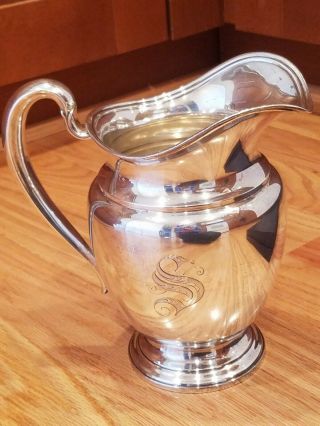 Vintage International Sterling Silver E97 Water Pitcher 4.  5 Pint W/ Initial " S "