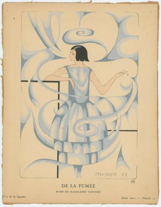 1922 French Art Deco Pochoir Gazette Du Bon Ton THAYAHT Vintage Rare Futurist 2