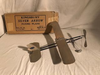 Rare Kingsbury Silver Arrow Flying Aeroplane 1 Box