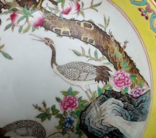 Antique Porcelain Chinese Famille - Rose Dish Qianlong Mark - crane 2