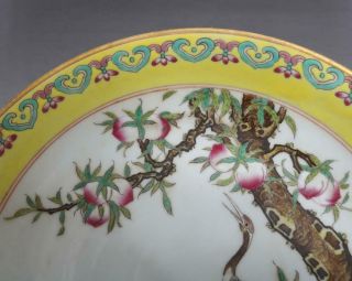 Antique Porcelain Chinese Famille - Rose Dish Qianlong Mark - crane 3