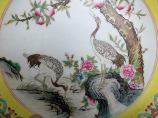 Antique Porcelain Chinese Famille - Rose Dish Qianlong Mark - crane 4