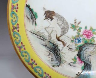 Antique Porcelain Chinese Famille - Rose Dish Qianlong Mark - crane 5