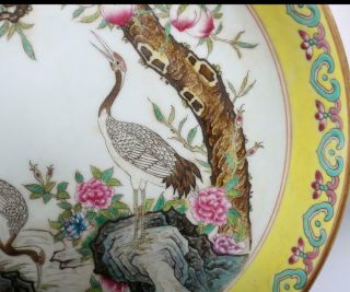 Antique Porcelain Chinese Famille - Rose Dish Qianlong Mark - crane 6