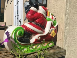 Vintage Empire Blow Mold Santa Sleigh and Reindeer Light Up Christmas 1970s 2