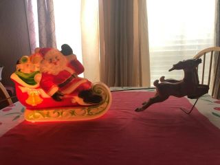 Vintage Empire Blow Mold Santa Sleigh and Reindeer Light Up Christmas 1970s 7