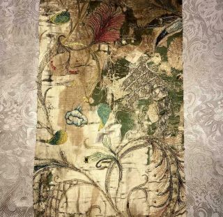 Timeworn Fragment Rare 18th Century French Silk Gold Thread Embroidery 112