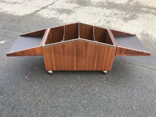 Vntg Mid Century Danish Modern Lane Walnut Record Cabinet Bench Chest 1960s