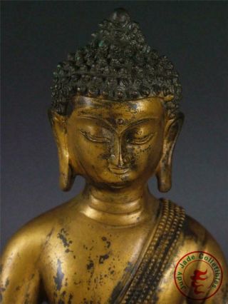 Very Large Old Chinese Tibet Gilt Bronze Tibetan Buddha Sakyamuni Statue 5