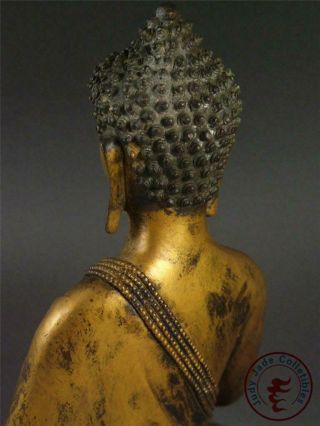 Very Large Old Chinese Tibet Gilt Bronze Tibetan Buddha Sakyamuni Statue 8