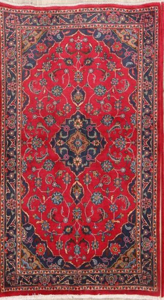 Vintage Burgundy Floral 4x6 Kashmar Persian Oriental Hand - Knotted Area Rug
