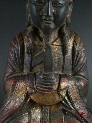 Very Large Old Chinese Gilt Bronze God of Fu (blessing) Statue Ming Dynasty 6