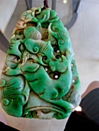 Antique Century Chinese Carved Jade 5 " Pendant