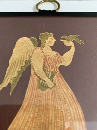 Vintage Pennsylvania Folk Art Scherenschnitte Angel Painting By C Hopf Dated 75