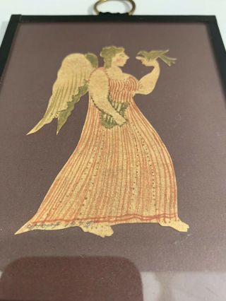 Vintage Pennsylvania Folk Art Scherenschnitte Angel Painting By C Hopf Dated 75 2