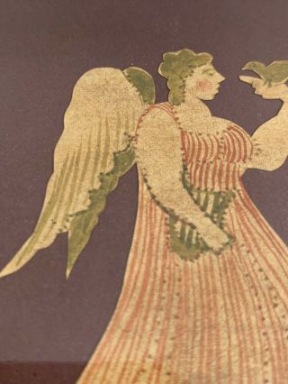 Vintage Pennsylvania Folk Art Scherenschnitte Angel Painting By C Hopf Dated 75 4