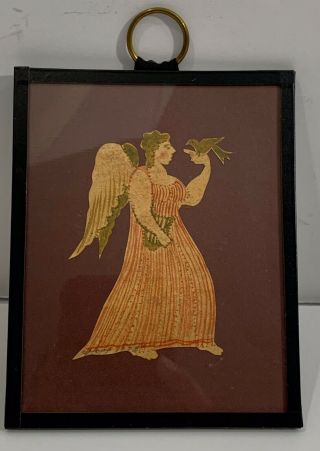 Vintage Pennsylvania Folk Art Scherenschnitte Angel Painting By C Hopf Dated 75 8