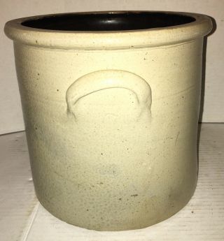 Antique 2 Gallon STONEWARE CROCK COBALT BLUE FLOWER Decorated AAFA 4