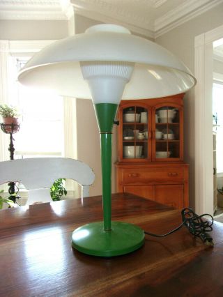 Vintage Mid Century Table Lamp - Plastic & Glass Shade