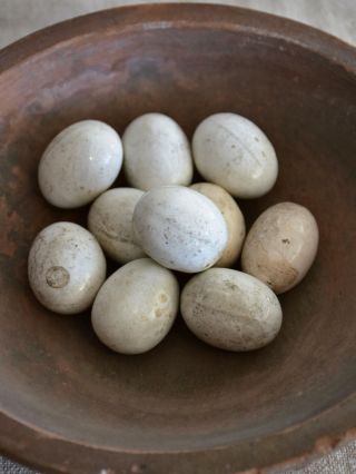 A Dozen Antique French Porcelain Training Eggs