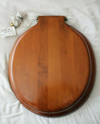 Vintage 1930 Solid Oak Toilet Seat And Lid,  With Hardware