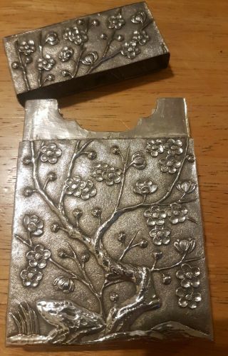 ANTIQUE 19thC CHINESE EXPORT SOLID SILVER EXCEPTIONAL CARD CASE WANG HING c.  1890 5