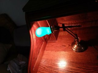 Rare Signed Emeralite Antique Heavy Brass Banker Desk Lamp