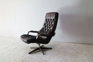 1960’s Danish Mid Century Leather Swivel Lounge Chair