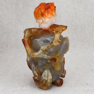 Large Antique Chinese Carved Agate Chalcedony Snuff Perfume Bottle Sculpture 5¼ "