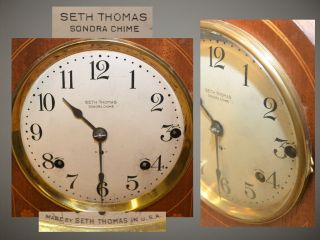 SETH THOMAS RESTORED 5 BELL SONORA NO.  61 - 1914 ANTIQUE WESTMINSTER CHIMES CLOCK 4