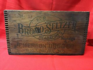 Antique /vintage Bromo - Seltzer Wood Crate 1890 